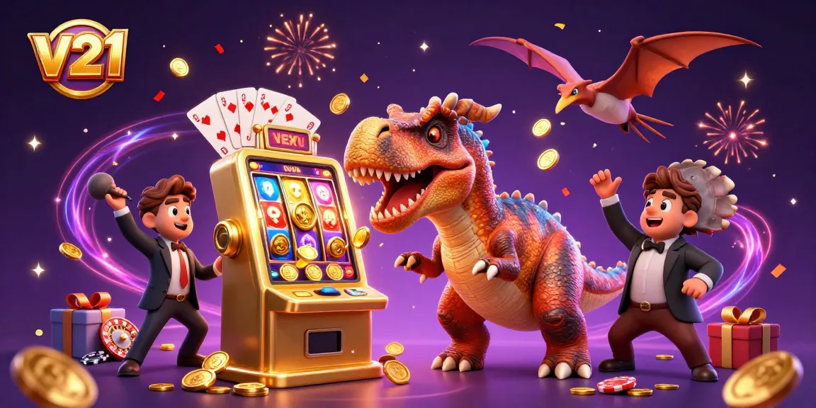 Menangkan jackpot di v21 dengan ilustrasi 3D kasino yang meriah dan dinamis.