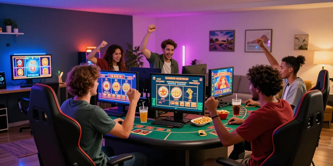 Friends celebrating wins at a casino online non AAMS in a cozy digital gaming space.