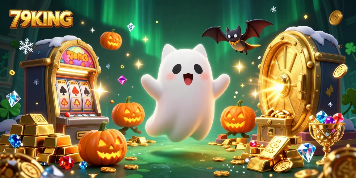 Experience the thrill of winning at 79KING with a magical scene featuring a ghost cat in a casino.