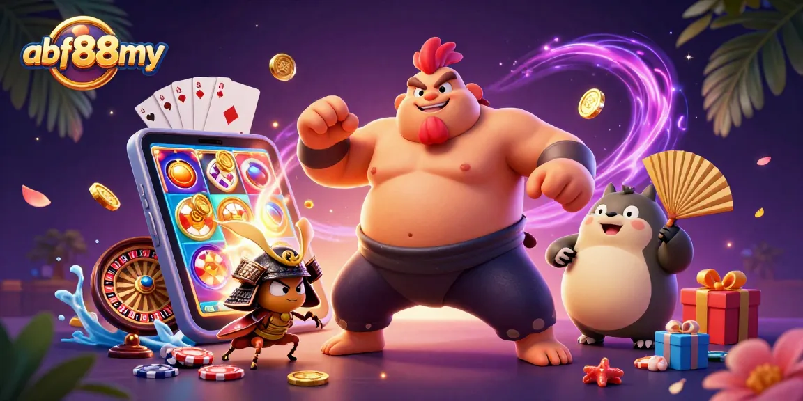 Experience thrilling gameplay at afb88my with an epic battle between a sumo rooster and a samurai cricket.