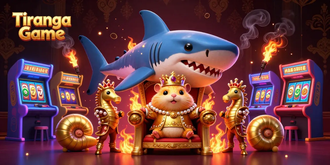 Tiranga Game illustration with hamster king, slot machines, and casino elements dazzling in 3D