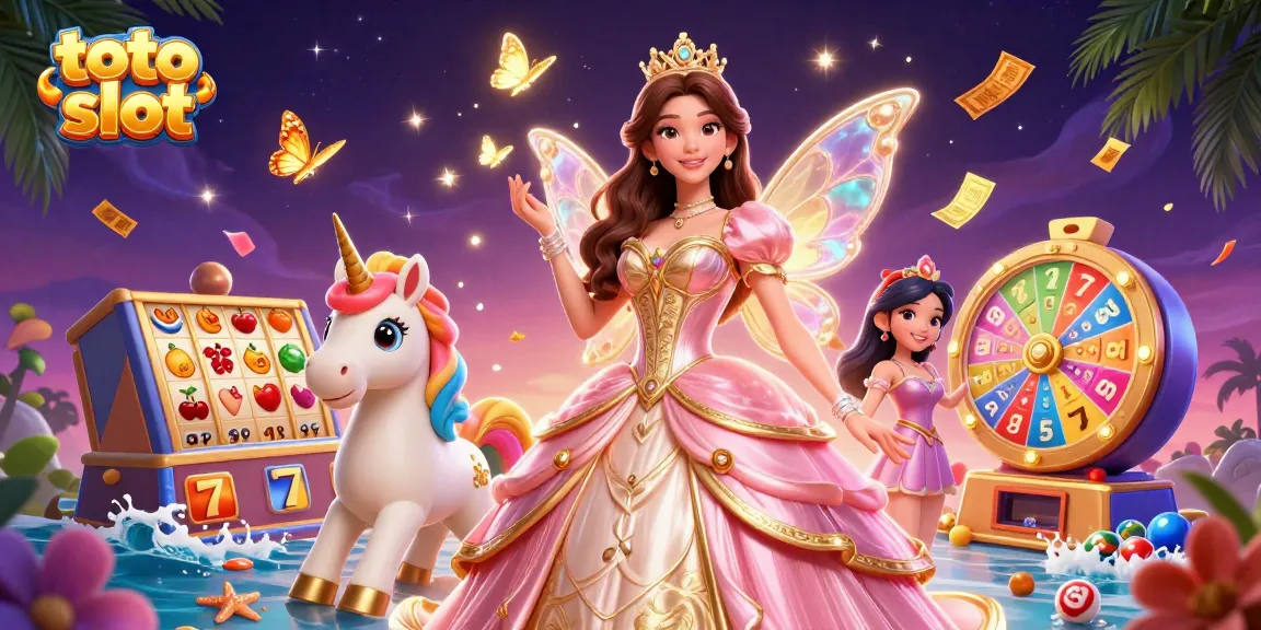 Engage in toto slot gaming with a glamorous character, colorful slot elements, and dynamic prizes.