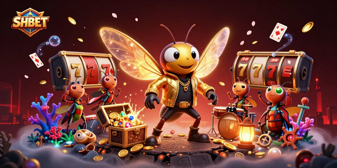 Experience the excitement of SHBET with a dynamic casino scene featuring animated characters and vibrant gaming elements.
