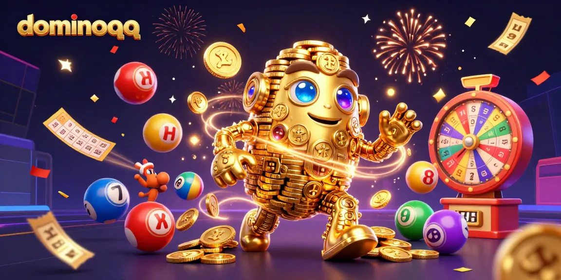 Experience dynamic gameplay with dominoqq and vibrant symbols in a thrilling casino illustration.