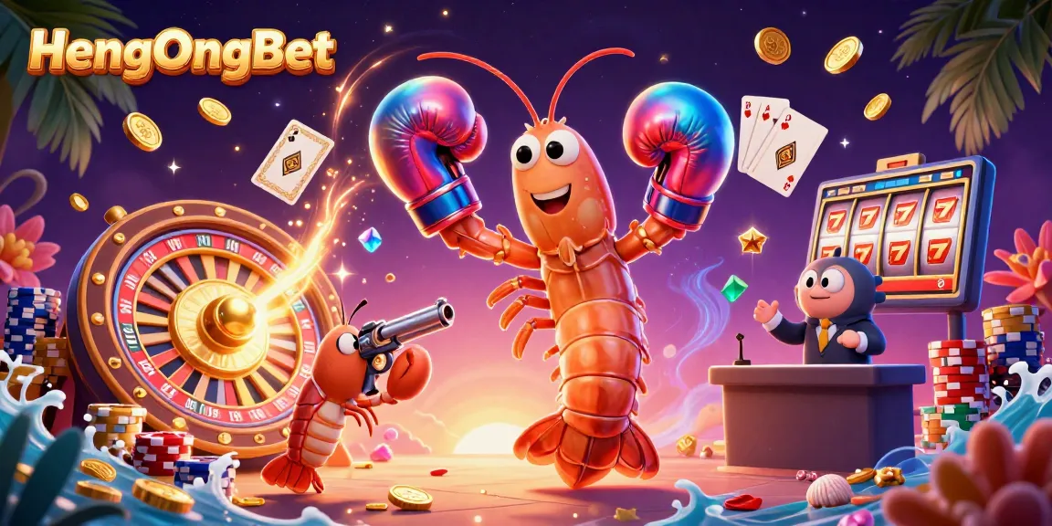 Experience exciting gaming action at HengOngBet with vibrant characters and casino elements.