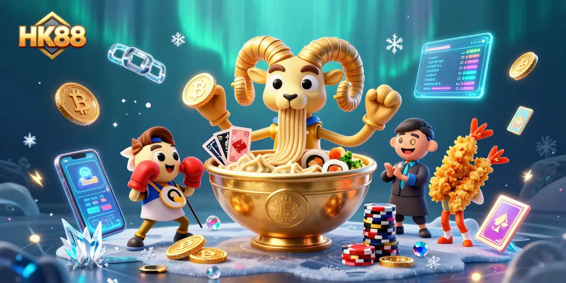Experience vibrant HK88 gaming action with vibrant characters and crypto elements in this digital illustration.