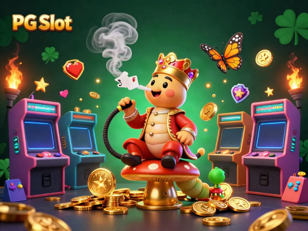 Visualisasi menarik PG Slot yang menunjukkan karakter unik dan mesin permainan dalam nuansa kasino yang kaya.