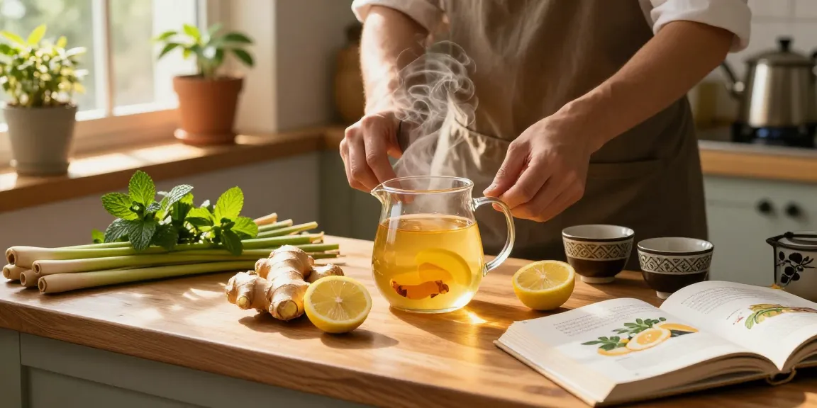 Enjoy a cozy kitchen scene with a steaming cup of ginger tea, perfect for เว็บสล็อต แท้ 100 เปอร์เซ็นต์ enthusiasts.