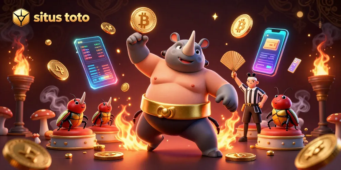 Experience excitement with situs toto as the beetle champion wins big among golden coins and cheering spectators.