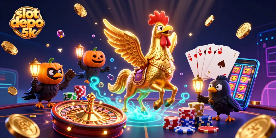 Experience winning opportunities with slot depo 5k in a thrilling casino atmosphere full of vibrant characters and golden rewards.