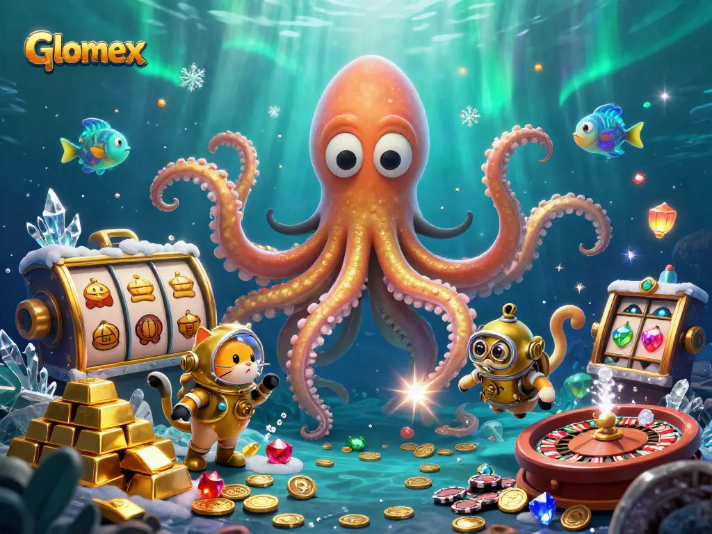 Play slots with Glomex while encountering a colossal kraken and shimmering treasures.