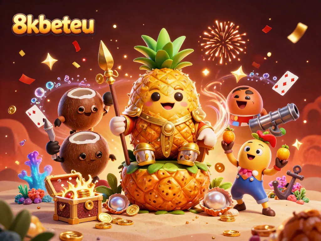 Experience high-energy gameplay at 8kbeteu with the golden pineapple king and vibrant casino elements.
