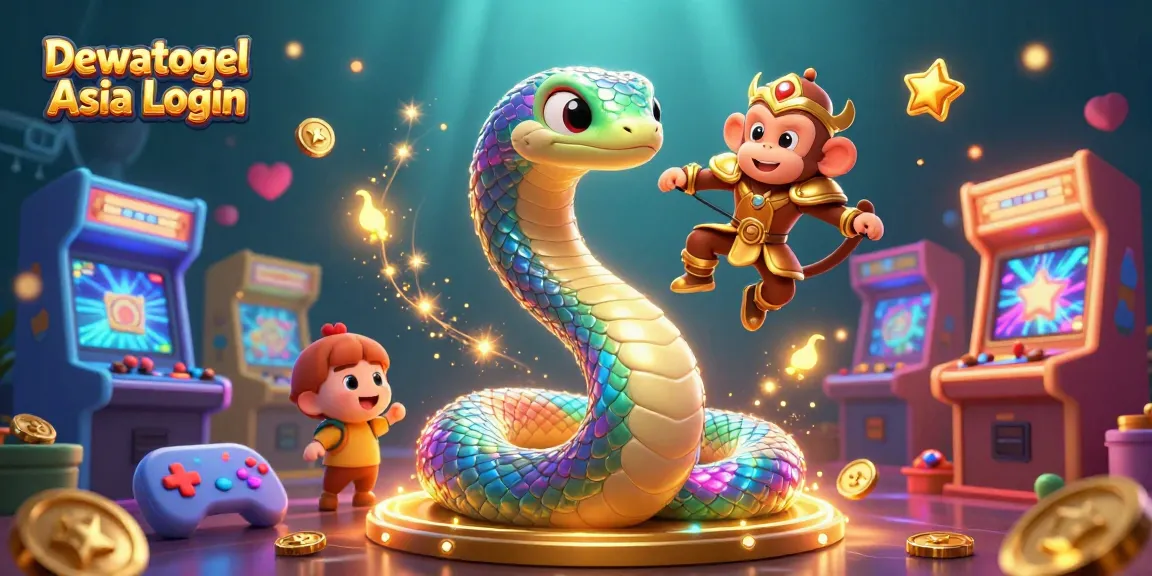 Dewatogel Asia Login: Engage with the vibrant online gaming experience featuring a rainbow serpent and monkey king.