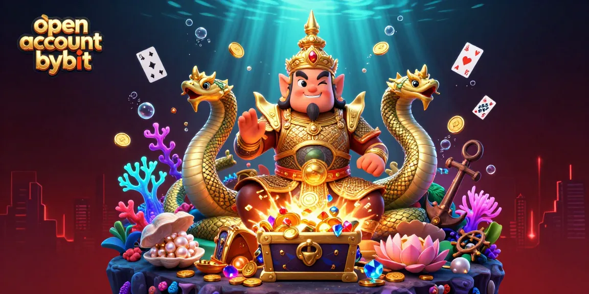 Register now to open account bybit, featuring vibrant 3D guardians and sparkling treasures.