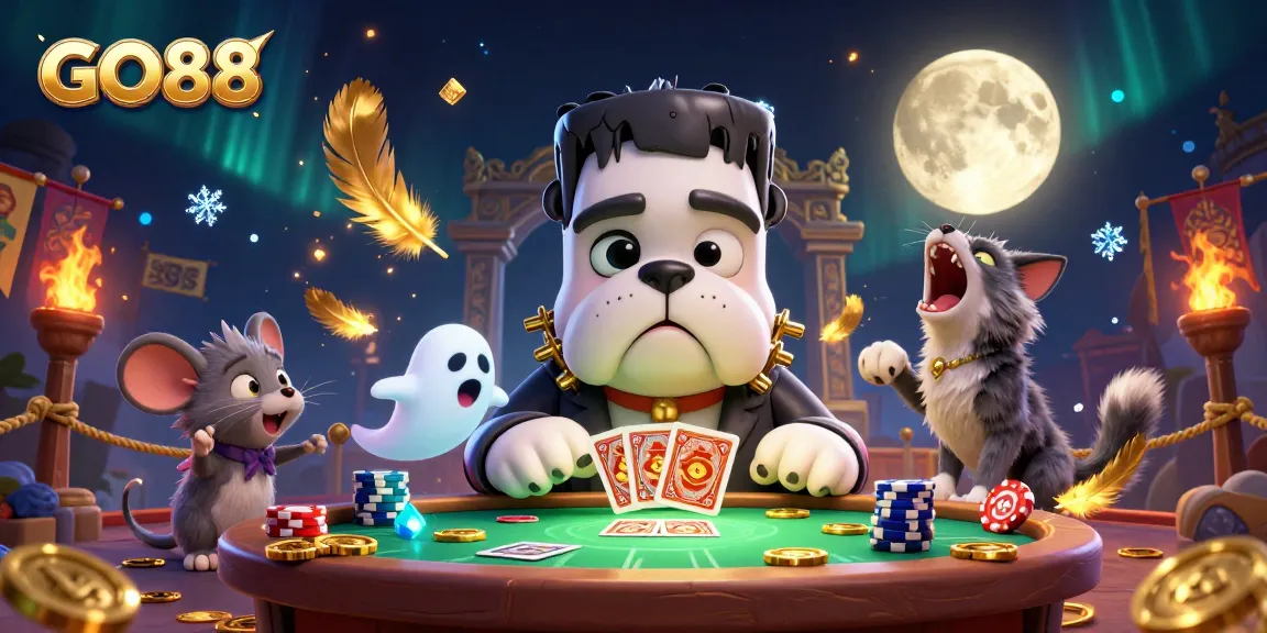 Engage in thrilling gameplay with GO88 at a spooky casino, featuring unique characters and elements.