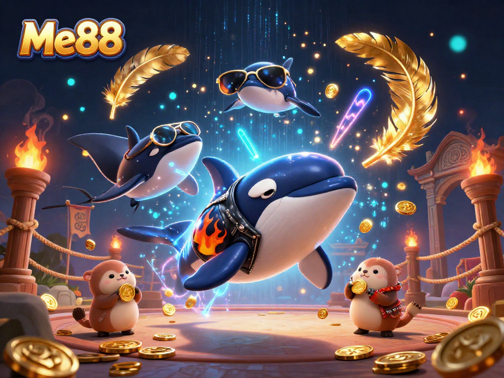 Me88 captures the excitement of gaming with vibrant 3D characters in a thrilling casino scene.