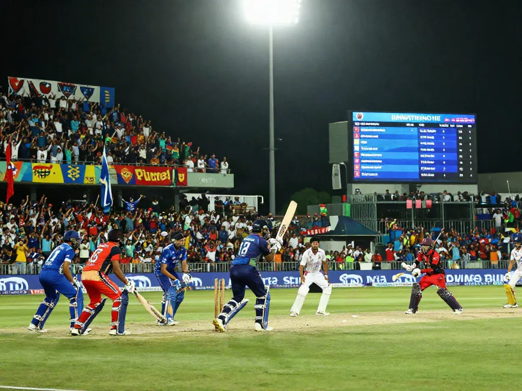 Engaging cricket match scene showcasing lotus365 sports betting, with fans cheering and dynamic gameplay