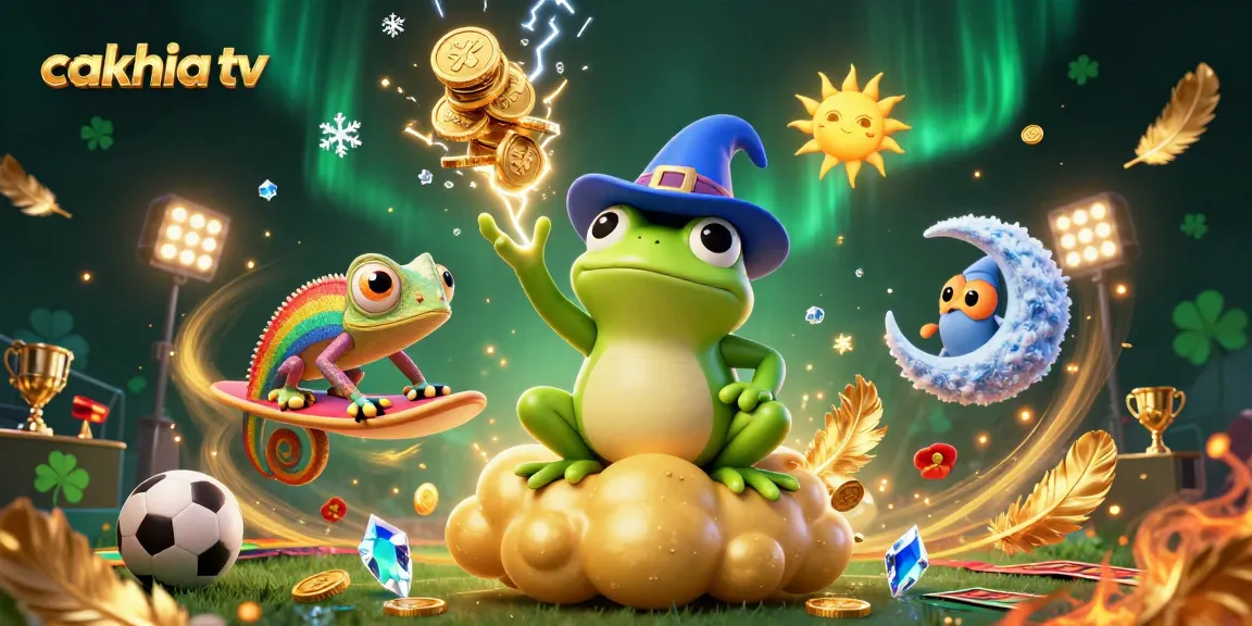 Cakhia TV showcases a colorful gambling scene featuring football and sports betting elements alongside vibrant characters.