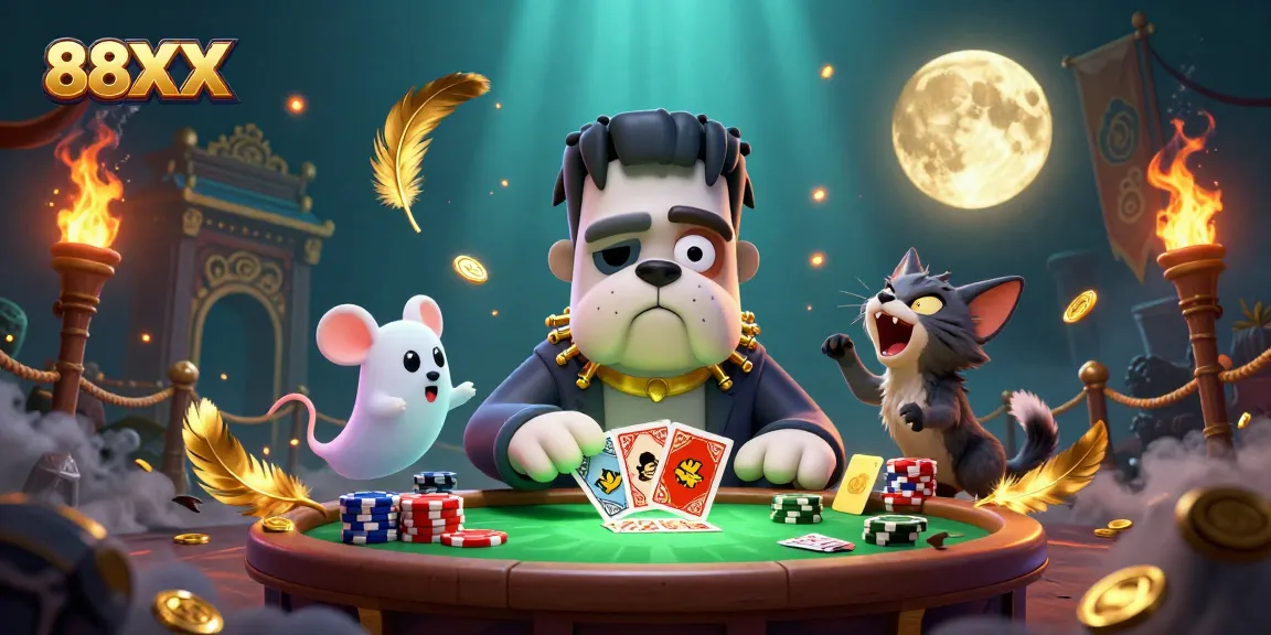 Experience thrilling gameplay at 88XX with a colorful 3D casino scene featuring engaging characters and elements.