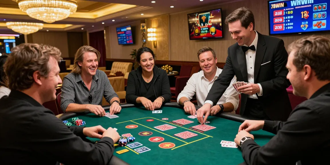 Exciting gaming experience at https://78winnh.net/ with enthusiastic players and professional dealers in a vibrant casino atmosphere.