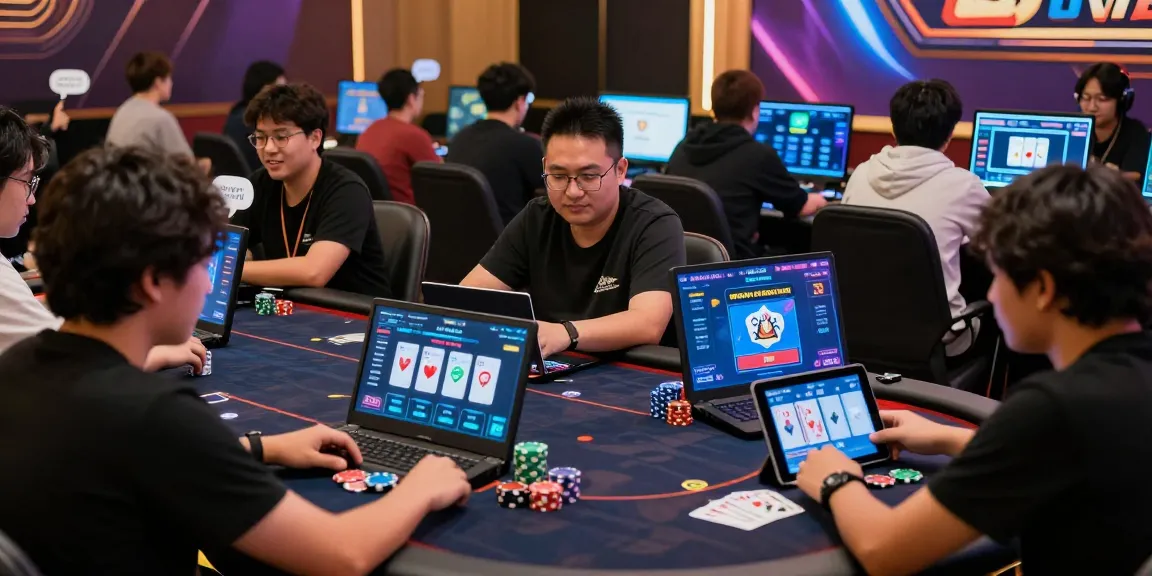Exciting gameplay of Game Poker Uang Asli Dominobet with diverse players in a lively digital poker room.