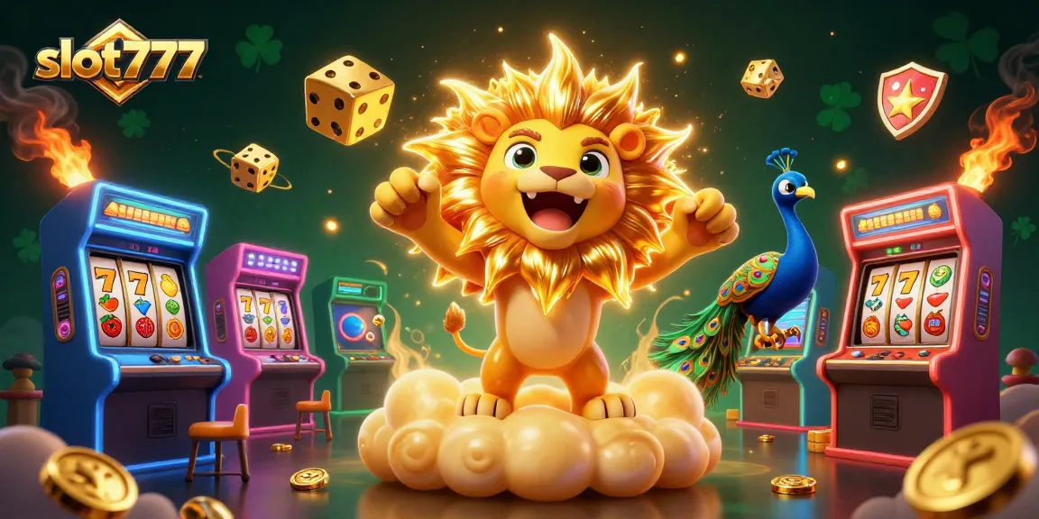Experience thrilling gameplay with slot777’s vibrant slot reels and jackpot icons in a stunning casino scene.