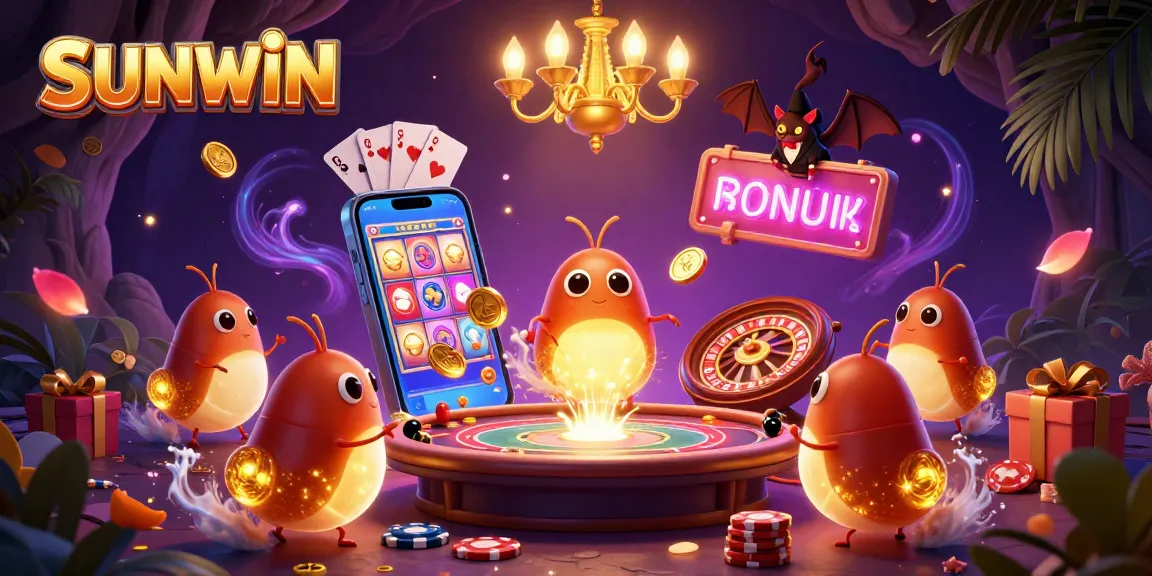 Engage in thrilling gameplay at SUNWIN with glowworms lighting the casino atmosphere and vibrant slot games.