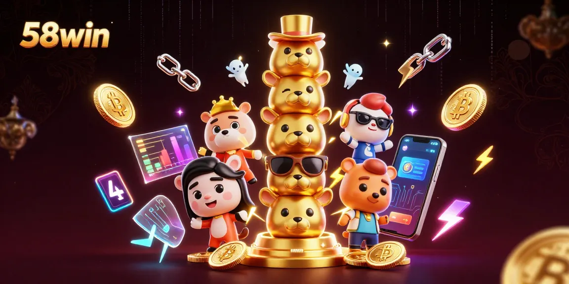 Join the excitement at 58win, where various casino elements and crypto coins combine for a high-stakes gaming experience.