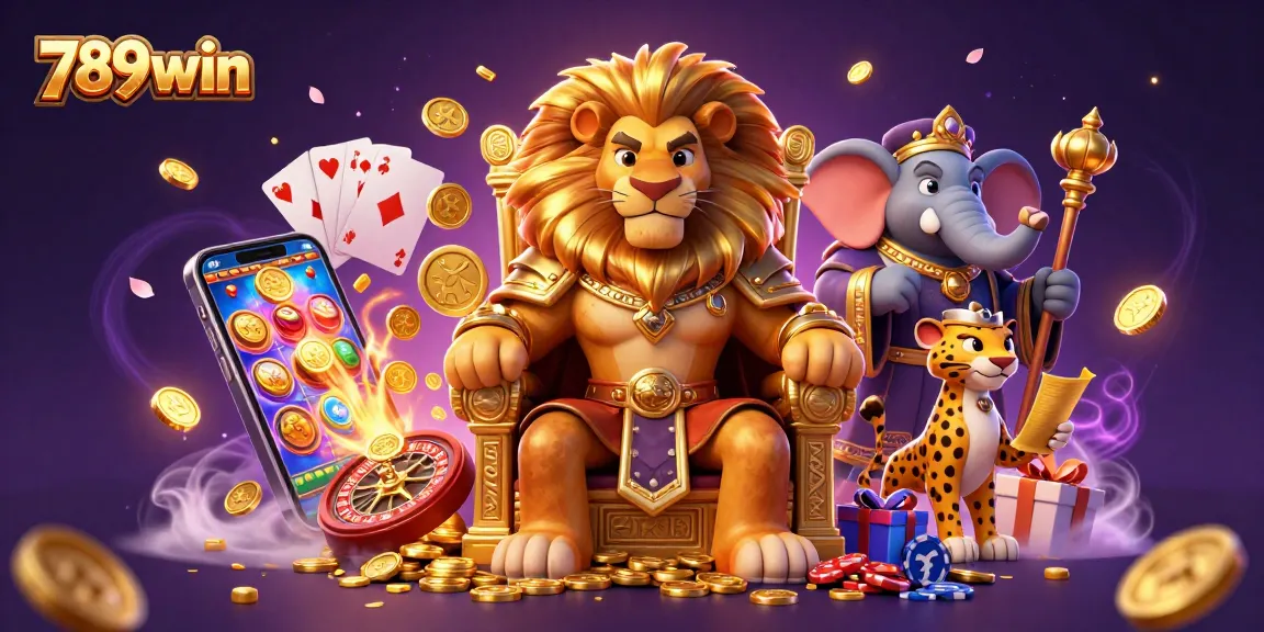 Experience thrilling action with 789win's vibrant casino illustration showcasing dynamic game elements.