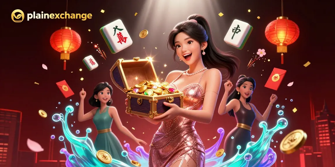 Playinexchange's exciting treasure chest scene with golden coins and dynamic casino elements.