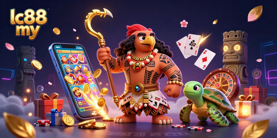 Engage with LC88 my in a vibrant 3D casino world featuring dynamic slot games and colorful characters.