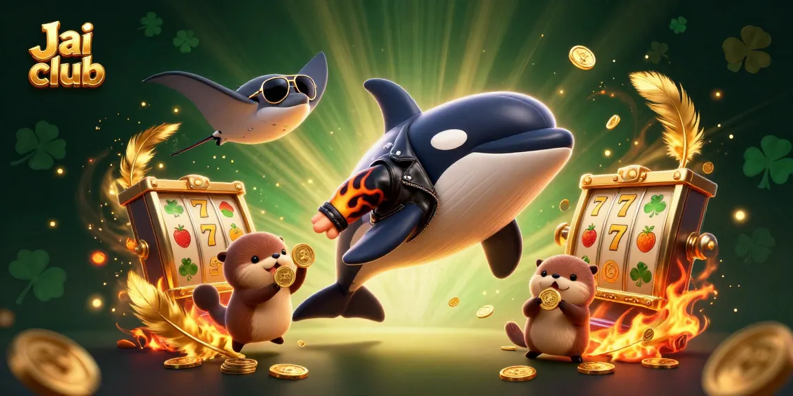 Engage in thrilling gameplay with Jai club featuring an orca, stingray, and otters in a dynamic casino scene