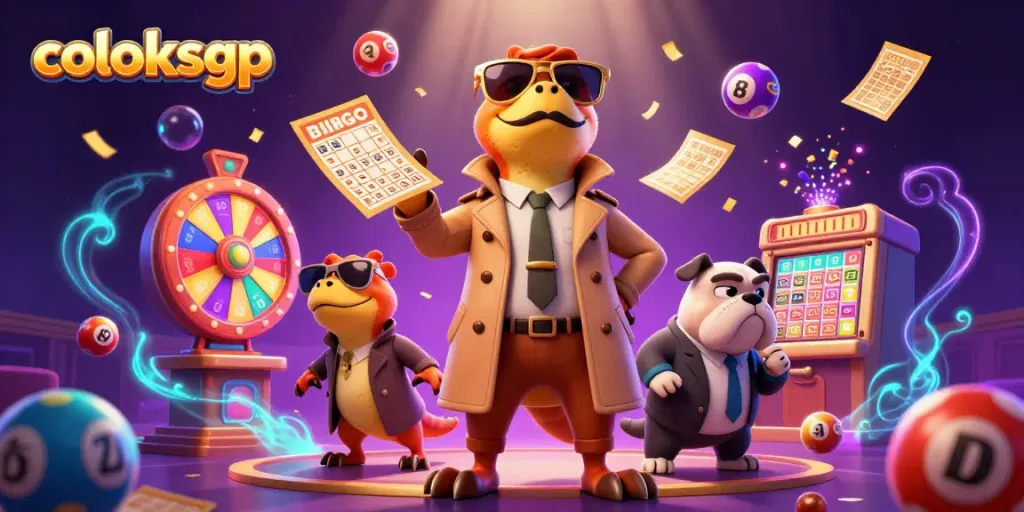 Raptor beraksi dengan coloksgp di kasino VIP, penuh bola lotere berwarna-warni.
