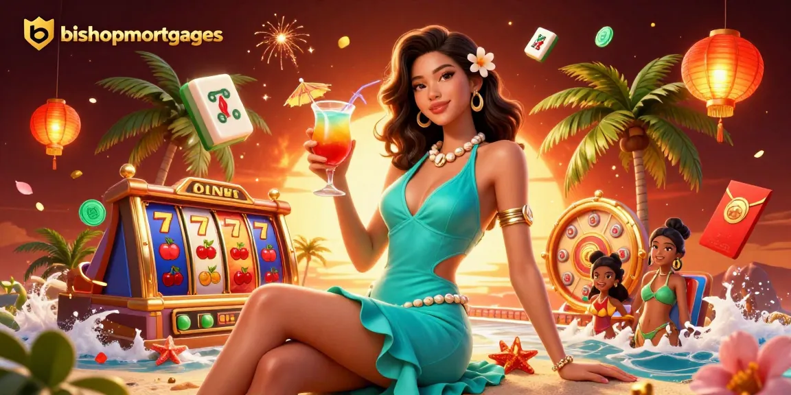 Experience casino excitement with bishopmortgages at a vibrant sunset beach resort.