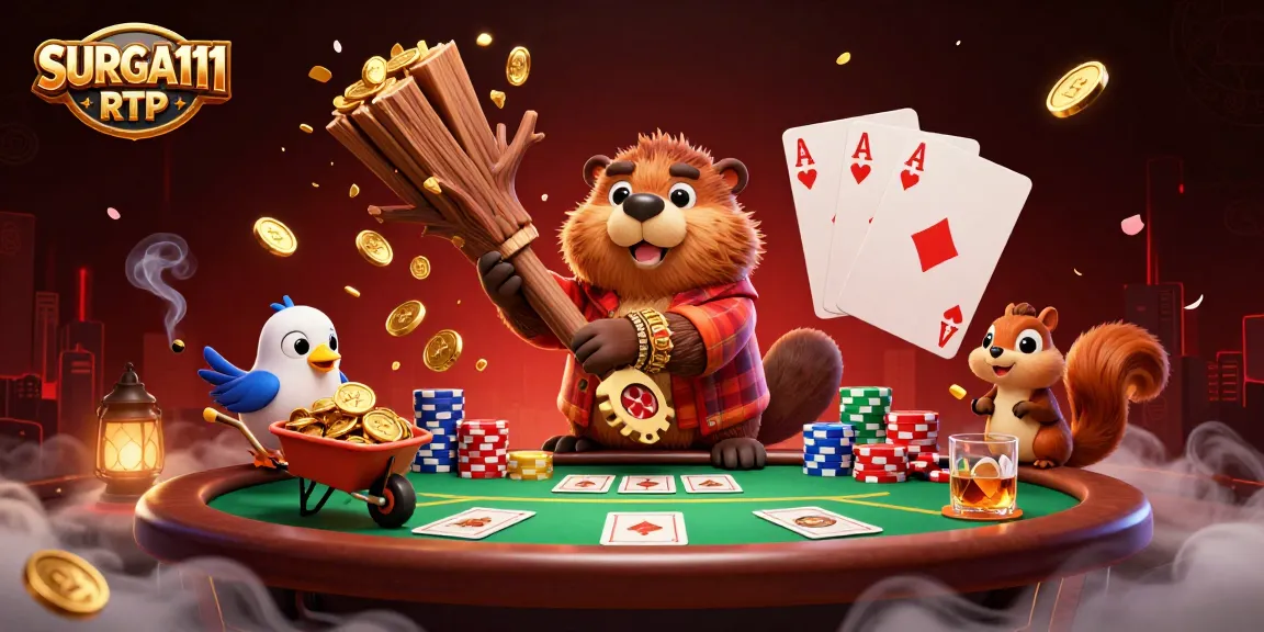 SURGA111 RTP showcases a vibrant scene with animated characters earning big wins at a casino.