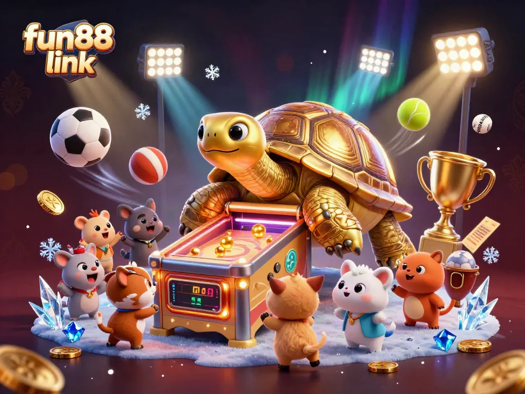Experience the fun88 link action with a thrilling 3D casino scene featuring sports betting elements.