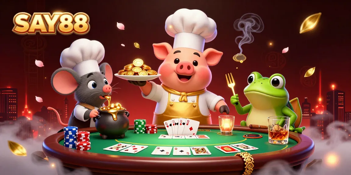 SAY88 delivers exciting gold coin action in this engaging casino scene with vibrant characters.