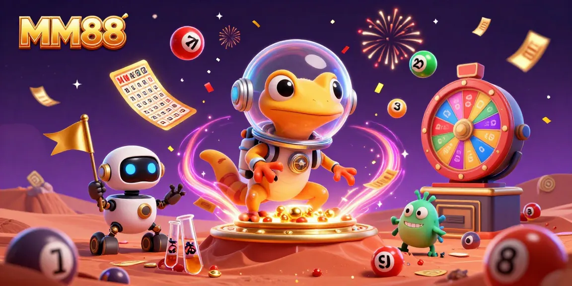 Join the fun with MM88 as our Martian gecko discovers a golden casino in Mars sand.