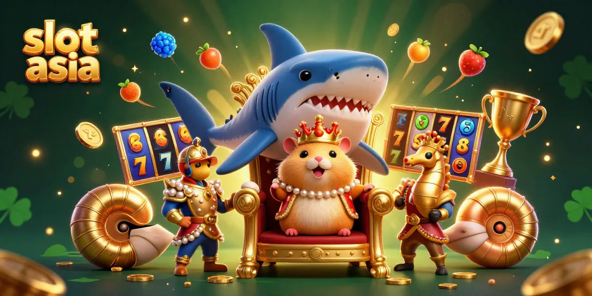 Slot asia menyajikan ilustrasi kasino dengan raja hamster, garda seahorse, dan simbol keberuntungan.