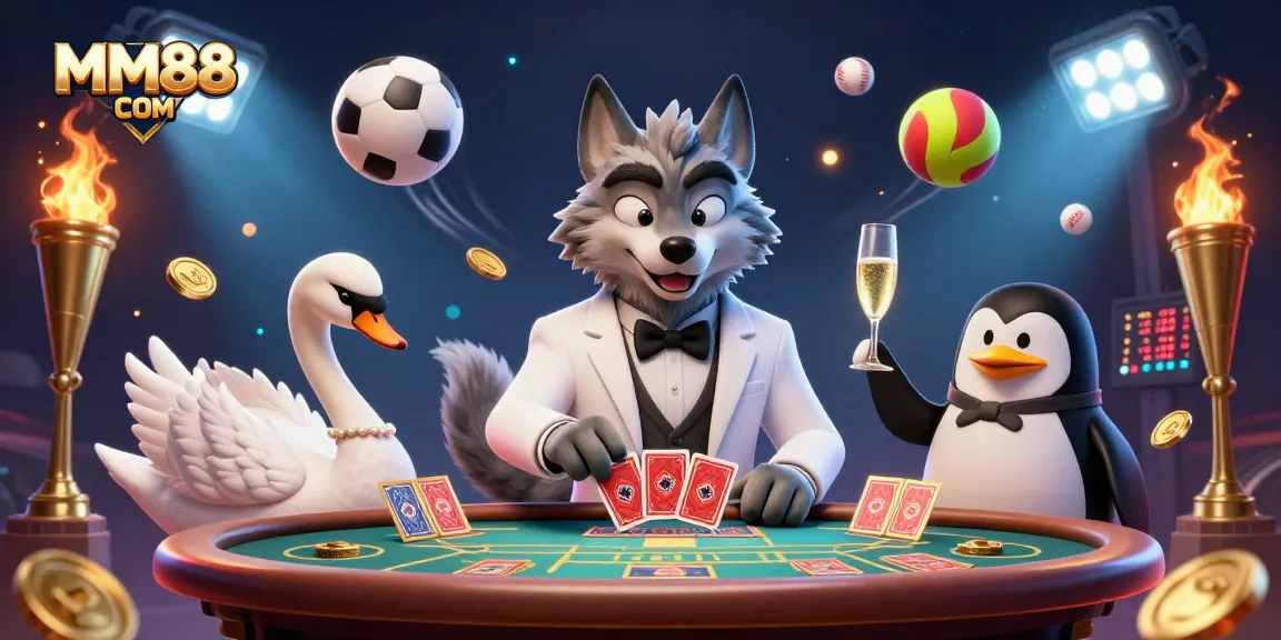 Experience the thrill of MM88 COM with dynamic sports betting action in a 3D casino scene.